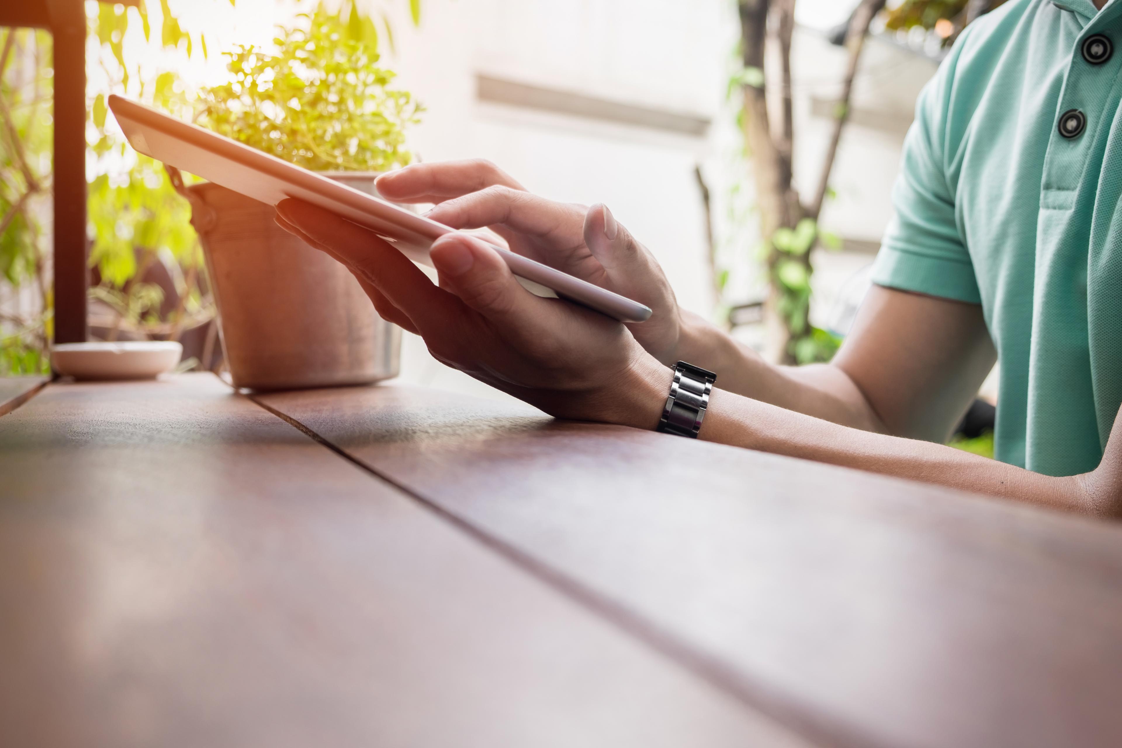 Customer using tablet